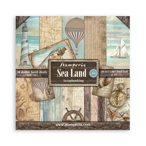STAMPERIA 8 X 8 PAPER PAD  DOUBLE FACE- SEA LAND-  SBBS101