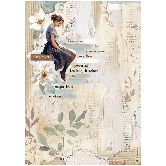 STAMPERIA A4 RICE PAPER PACKED - CREATE HAPPINESS SECRET DIARY LADY - DFSA4864