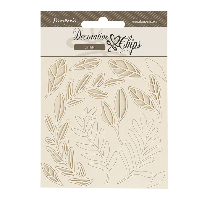 STAMPERIA DEC CHIPS 14 X 14CM- CREATE HAPPINESS SECRET DIARY LEAVES PATTERN - SCB212