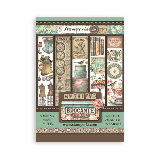STAMPERIA WASHI PAD 8 SHEETS A5 - BROCANTE ANTIQUES - SBW04