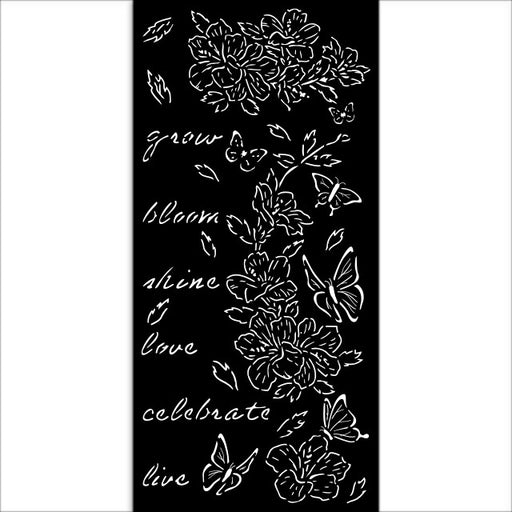 STAMPERIA STENCIL 12CM X 25CM - CREATE HAPPINESS SECRET DIARY FLOWERS AND BUTTERFLY - KSDTL94
