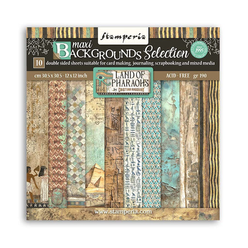 STAMPERIA 12 X 12 PAPER PACK DOUBLE FACE - BACKGROUND LAND OF PHARAOHS - SBBL154