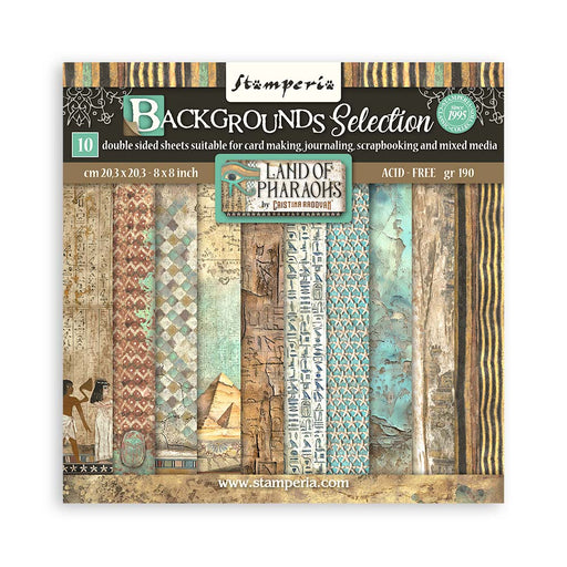 STAMPERIA 8 X 8 PAPER PAD DOUBLE FACE- BACKGROUND LAND OF PHARAOHS - SBBS106