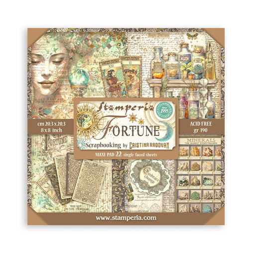 STAMPERIA 8 X 8 PAPER PACK 22 SHEETS  - FORTUNE - SBBSXB03