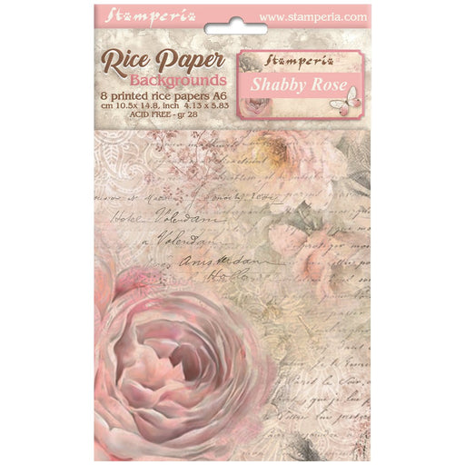 STAMPERIA RICE A6 BACKGROUNDS - SHABBY ROSE - DFSAK6023