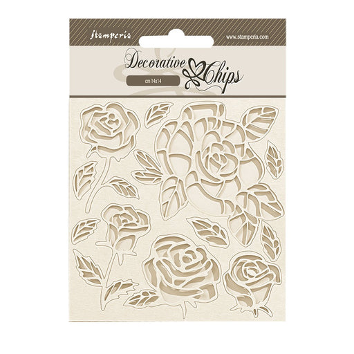 STAMPERIA DEC CHIPS 14 X 14CM- SHABBY ROSE ROSES PATTENS - SCB219