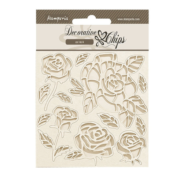STAMPERIA DEC CHIPS 14 X 14CM- SHABBY ROSE ROSES PATTENS - SCB219