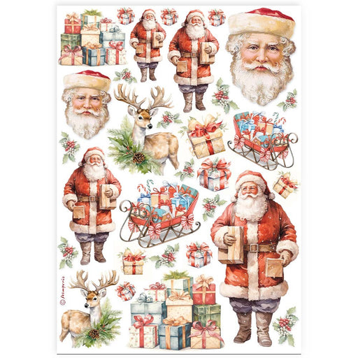 STAMPERIA A4 RICE PAPER PACKED- CLASSIC CHRISTMAS SANTA CLAUS  -DFSA4919