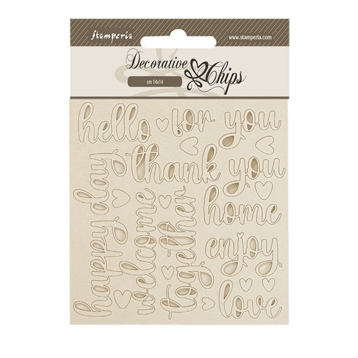 STAMPERIA DEC CHIPS 14 X 14CM- GOLDEN HARMONY WRITINGS -SCB239