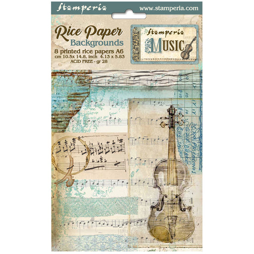 STAMPERIA RICE A6 BACKGROUNDS - MUSIC -DFSAK6033