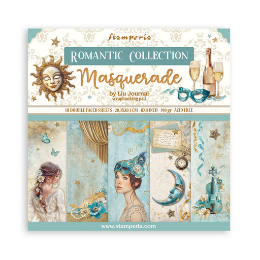STAMPERIA 8 X 8 PAPER PAD DOUBLE FACE- MASQUERADE - SBBS121