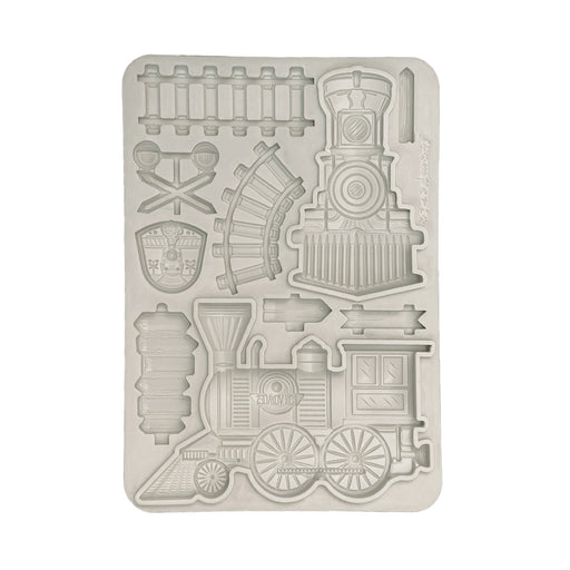 STAMPERIA SILICONE MOLD A5 ART OF TRAVELLING - TRAINS -KACMA549