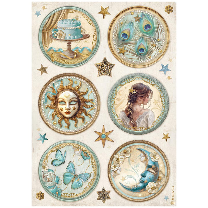 STAMPERIA A4 RICE PAPER PACKED- MASQUERADE 6 ROUNDS -DFSA4981