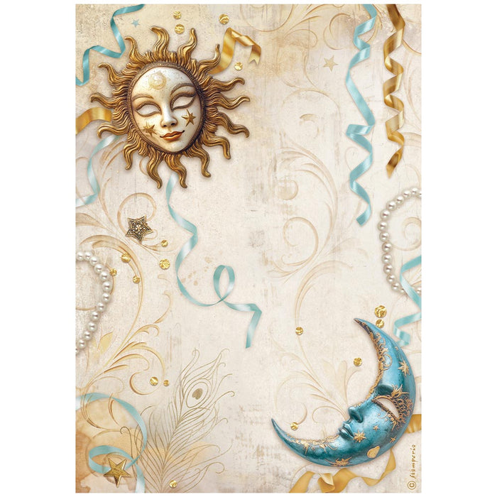 STAMPERIA A4 RICE PAPER PACKED- MASQUERADE SUN AND MOON -DFSA4982
