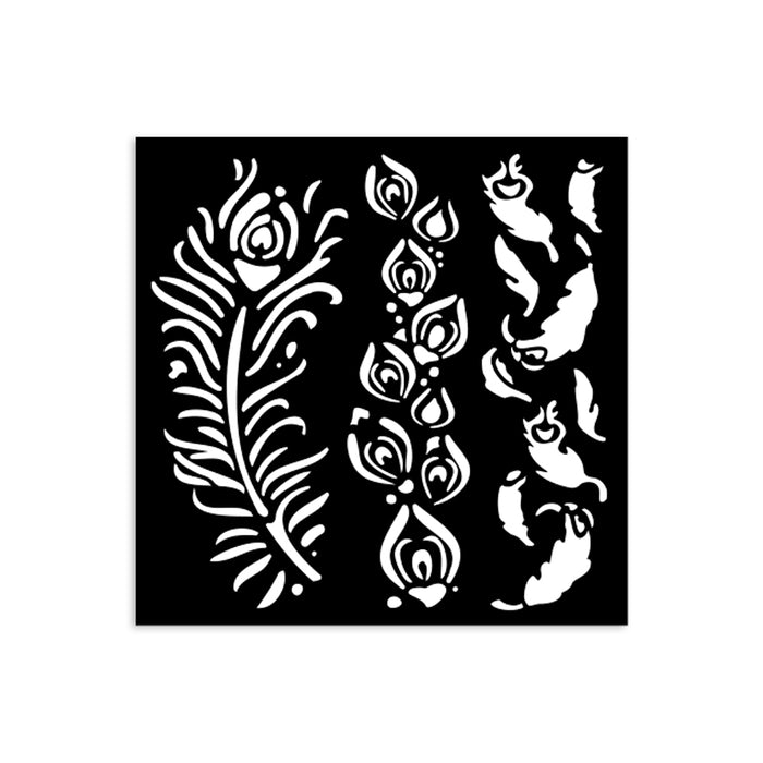 STAMPERIA STENCIL 12X12 - MASQUERADE FEATHERS - KSTDS13