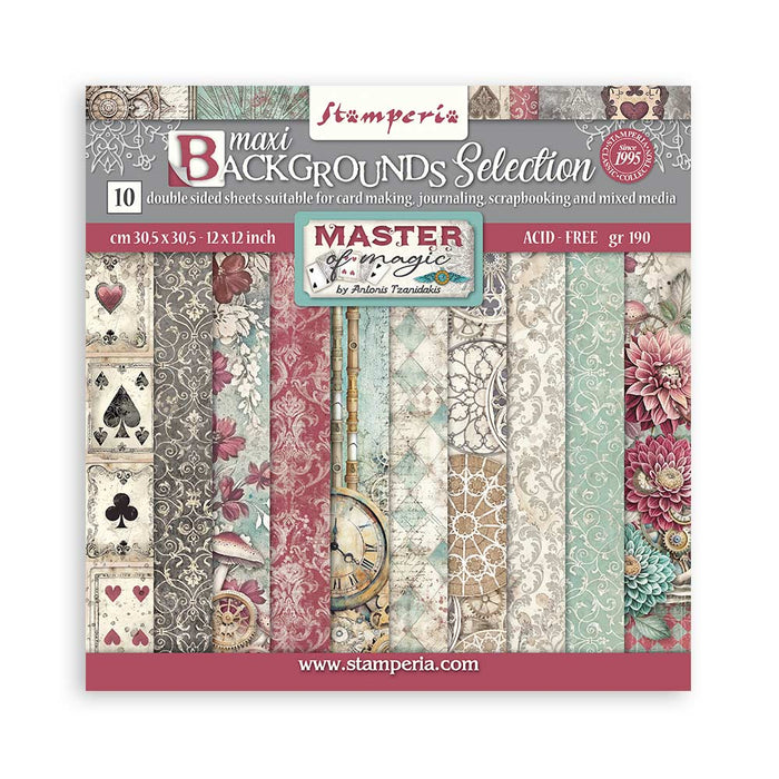 STAMPERIA 12 X 12 PAPER PACK DOUBLE FACE BACKGROUND MASTER OF MAGIC -SBBL167