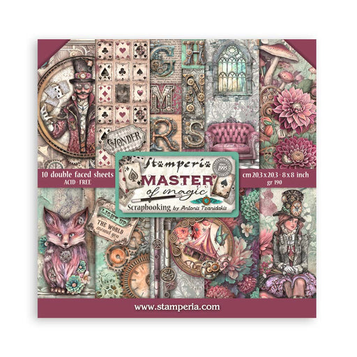 STAMPERIA 8 X 8 PAPER PAD DOUBLE FACE-MASTER OF MAGIC -SBBS122