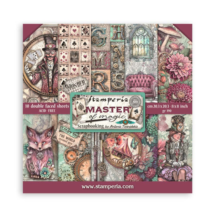 STAMPERIA 8 X 8 PAPER PAD DOUBLE FACE-MASTER OF MAGIC -SBBS122
