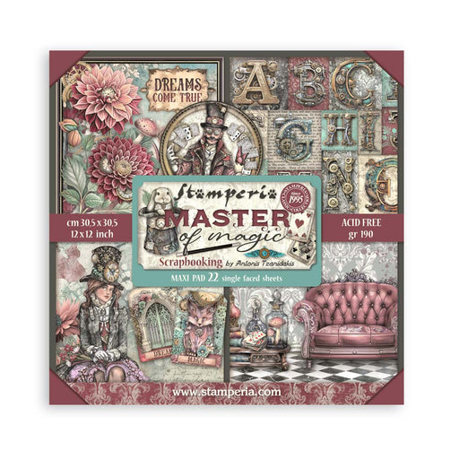 STAMPERIA 12 X 12 PAPER PACK 22 SHEETS MASTER OF MAGIC -SBBXLB21