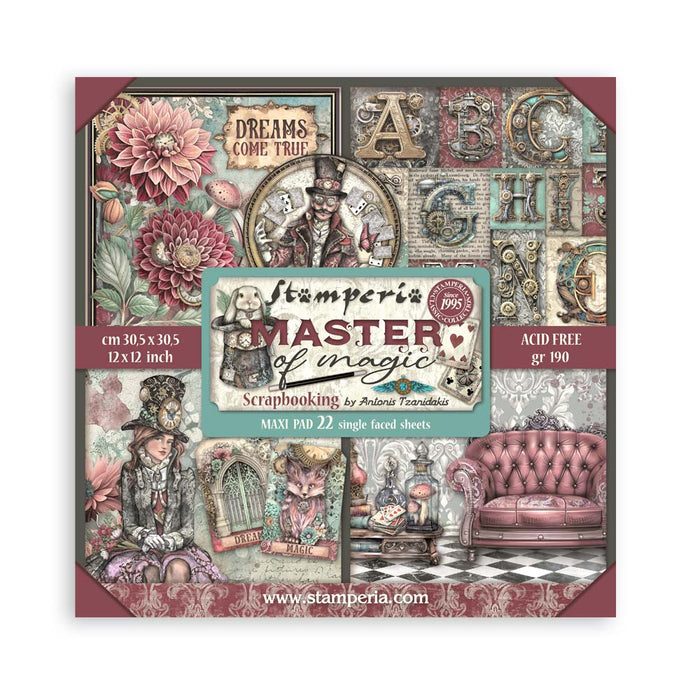 STAMPERIA 12 X 12 PAPER PACK 22 SHEETS MASTER OF MAGIC -SBBXLB21