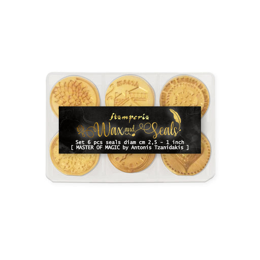 STAMPERIA SET 6 SEALS DIAM 2.5 MASTER OF MAGIC -WAXSL03