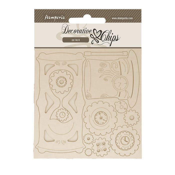 STAMPERIA DEC CHIPS 14 X 14CM- MASTER OF MAGIC HOURGLASS -SCB254
