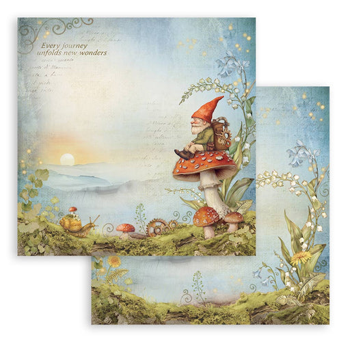 STAMPERIA 12X12 PAPER -HIDDEN GROVE GNOME - SBB1056