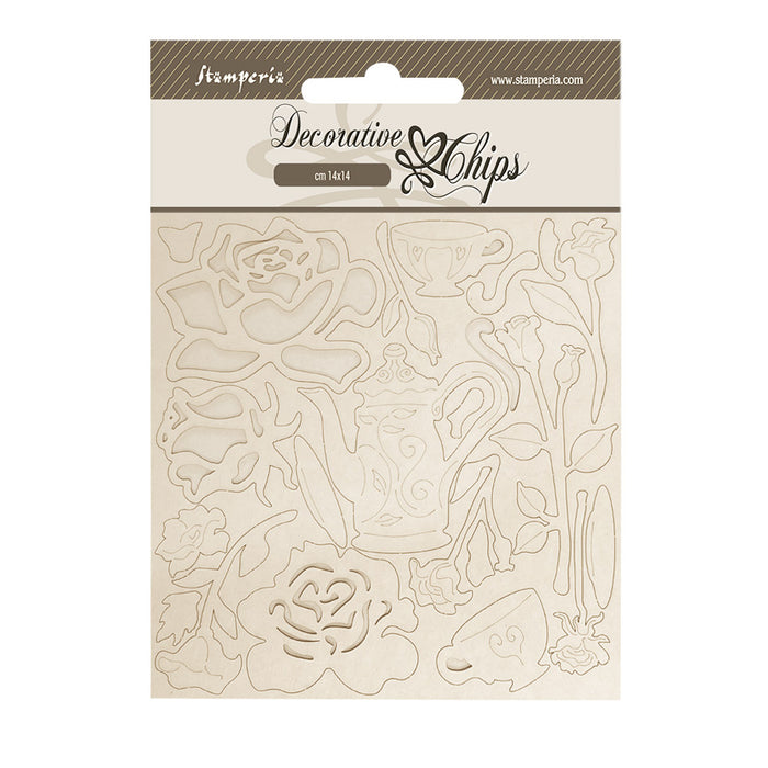 STAMPERIA DEC CHIPS 14 X 14CM- HOUSE OF ROSES ROSE - SCB 258
