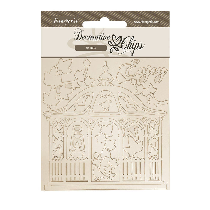 STAMPERIA DEC CHIPS 14 X 14CM- HOUSE OF ROSES GAZEBO - SCB259