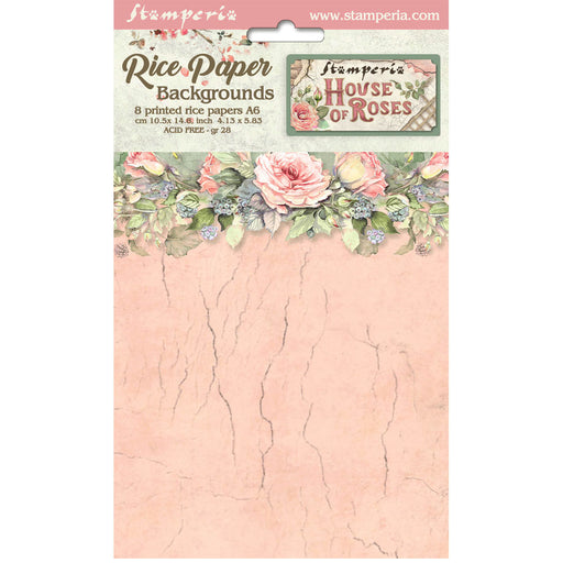 STAMPERIA RICE A6 BACKGROUNDS HOUSE OF ROSES - DFSAK6039