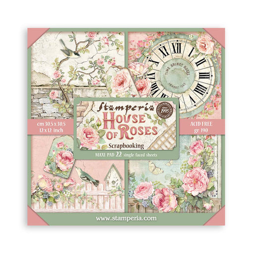 STAMPERIA 12 X 12 PAPER PACK 22 SHEETS HOUSE OF ROSES -SBBXLB23