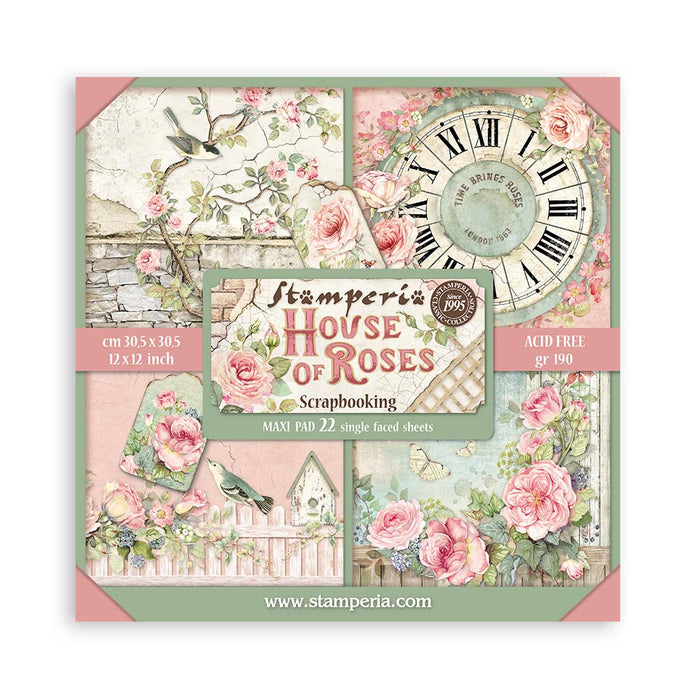 STAMPERIA 12 X 12 PAPER PACK 22 SHEETS HOUSE OF ROSES -SBBXLB23
