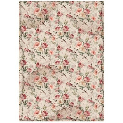 STAMPERIA A4 RICE PAPER PACKED- HOUSE OF ROSES FABRIC - DFSA41023