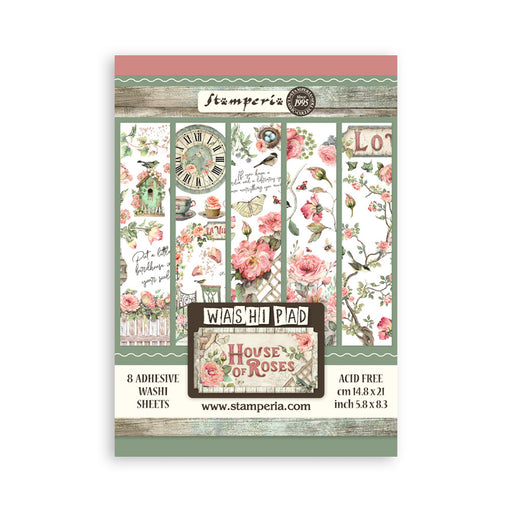 STAMPERIA WASHI PAD 8 SHEETS A5 HOUSE OF ROSES - SBW18