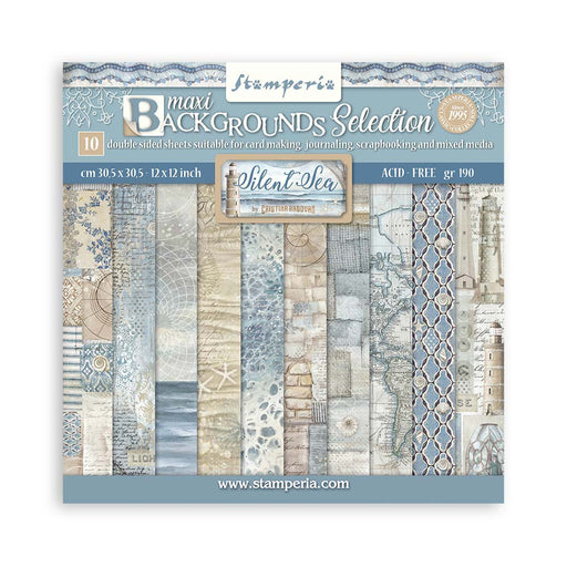 STAMPERIA 12 X 12 PAPER PACK DOUBLE FACE  MAXI BACKGROUND SILENT SEA - SBBL170