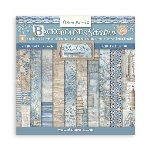 STAMPERIA 8 X 8 PAPER PACK BACKGROUND  SILENT SEA - SBBS126