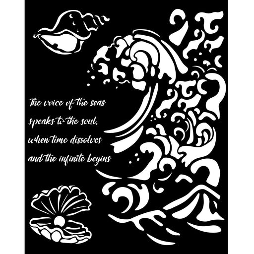 STAMPERIA STENCIL 20X25 CM SILENT SEA WAVE AND SHELL - KSTD177