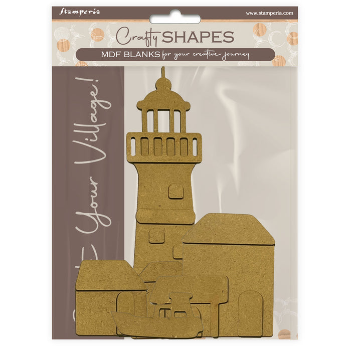 STAMPERIA CRAFTY SHAPES SILENT SEA LIGHTHOUSE LANDSCAPE - KLSM49
