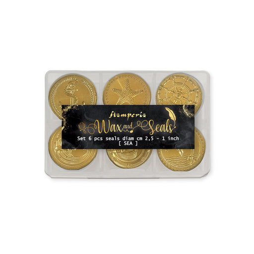 STAMPERIA SET OF 6 SEALS 2.5CM DIAM SILENT SEA - WAXSL06
