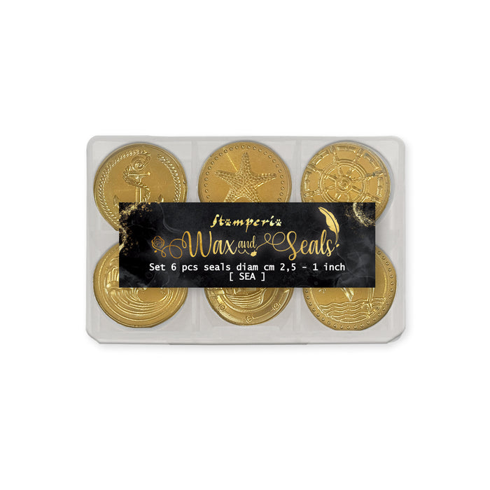STAMPERIA SET OF 6 SEALS 2.5CM DIAM SILENT SEA - WAXSL06