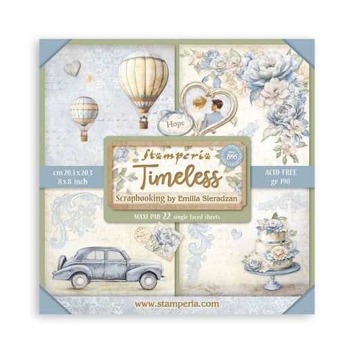 STAMPERIA 8 X 8 PAPER PACK 22 SHEETS   TIMELESS  -  SBBSXB13