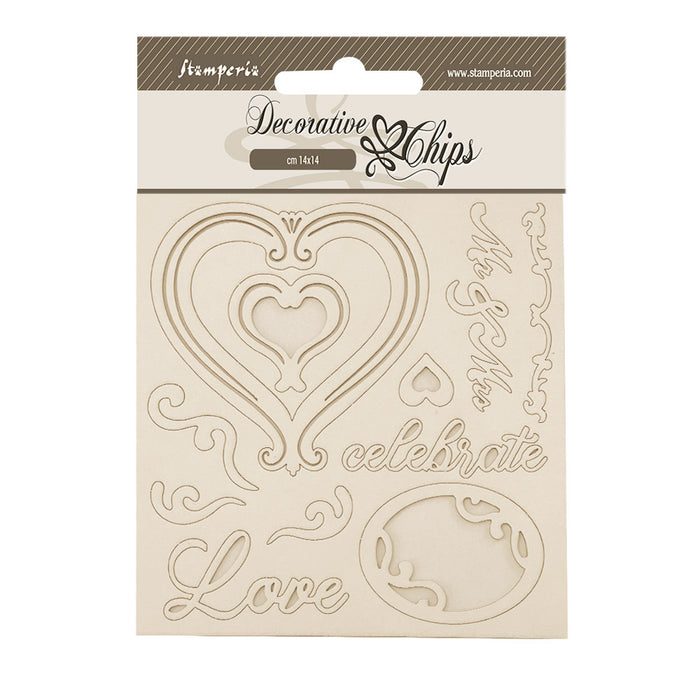 STAMPERIA DEC CHIPS 14 X 14CM TIMELESS - HEARTS SCB264