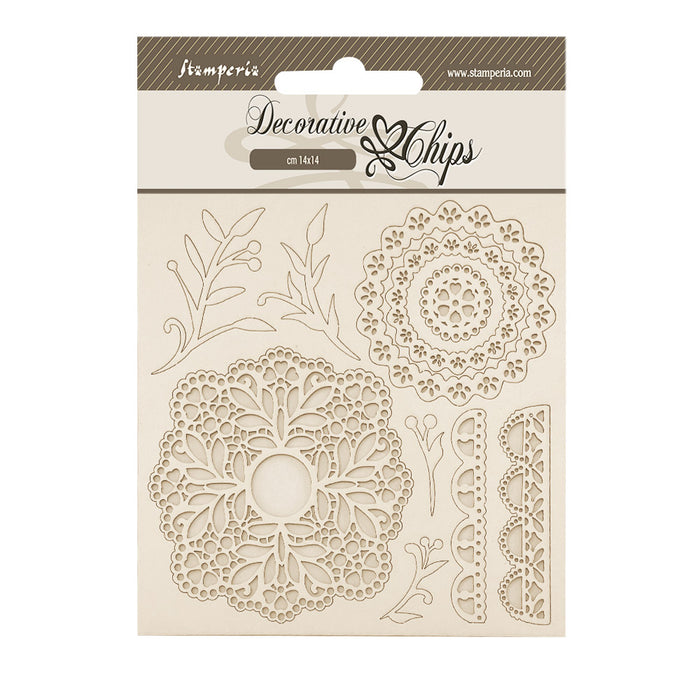STAMPERIA DEC CHIPS 14 X 14CM TIMELESS - LACE - SCB265