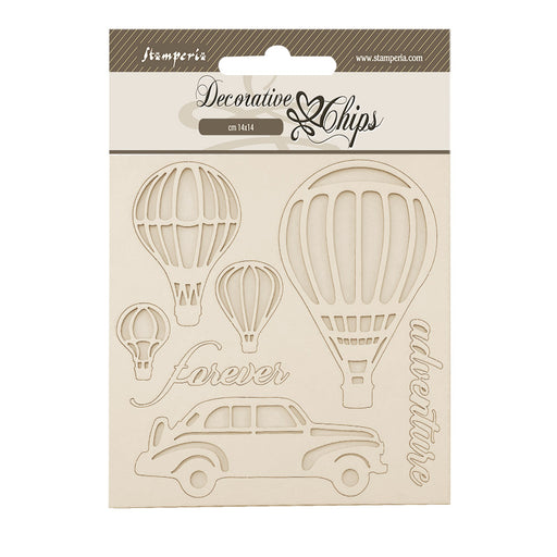 STAMPERIA DEC CHIPS 14 X 14CM TIMELESSAIR BALLOONS - SCB266