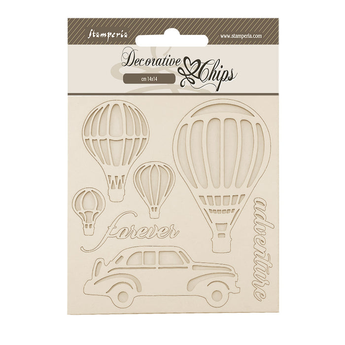 STAMPERIA DEC CHIPS 14 X 14CM TIMELESSAIR BALLOONS - SCB266
