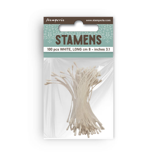 STAMPERIA PKT 100 STAMEN 8CM WHITE - SFTL 01