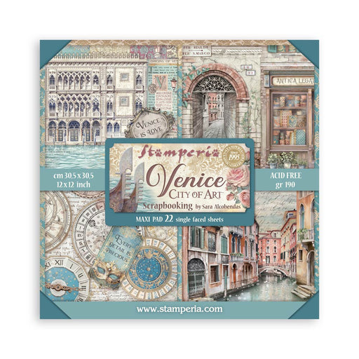 STAMPERIA 12 X 12 PAPER PACK 22 SHEETS VENICE CITY OF ART - SBBXLB26