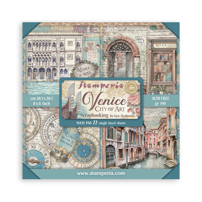STAMPERIA 8 X 8 PAPER PACK 22 SHEETS VENICE CITY OF ART - SBBSXB14