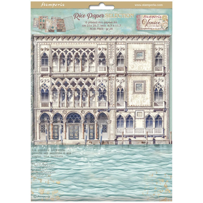 STAMPERIA A4 RICE PAPER PACKED PKT 6 VENICE CITY OF ART - DFSA4XVN