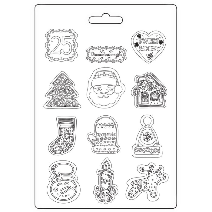 STAMPERIA SOFT MOULDS A5 CANDY CHRISTMAS - ELEMENTS